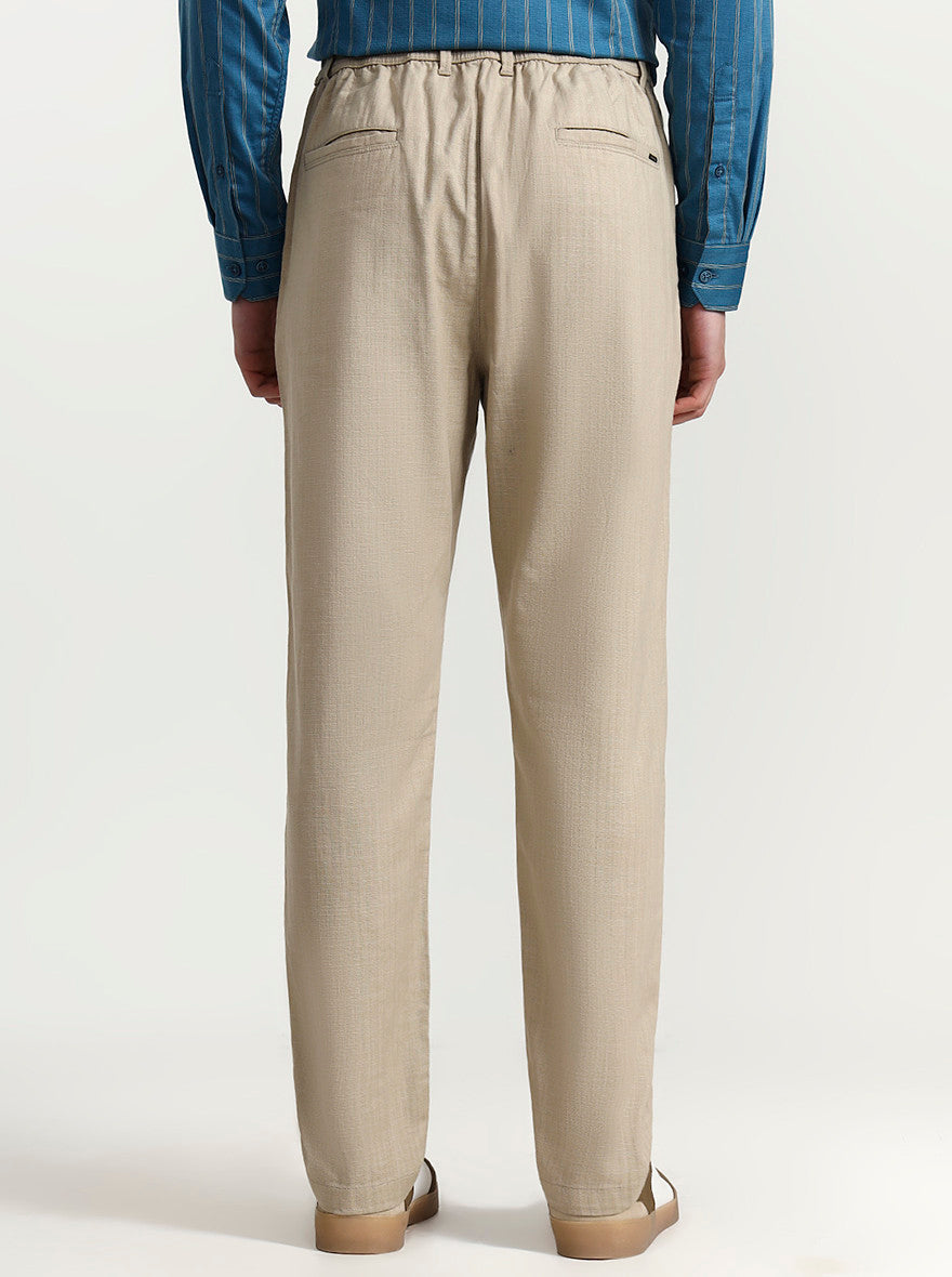 Beige Solid Regular Fit Track Pant | JadeBlue