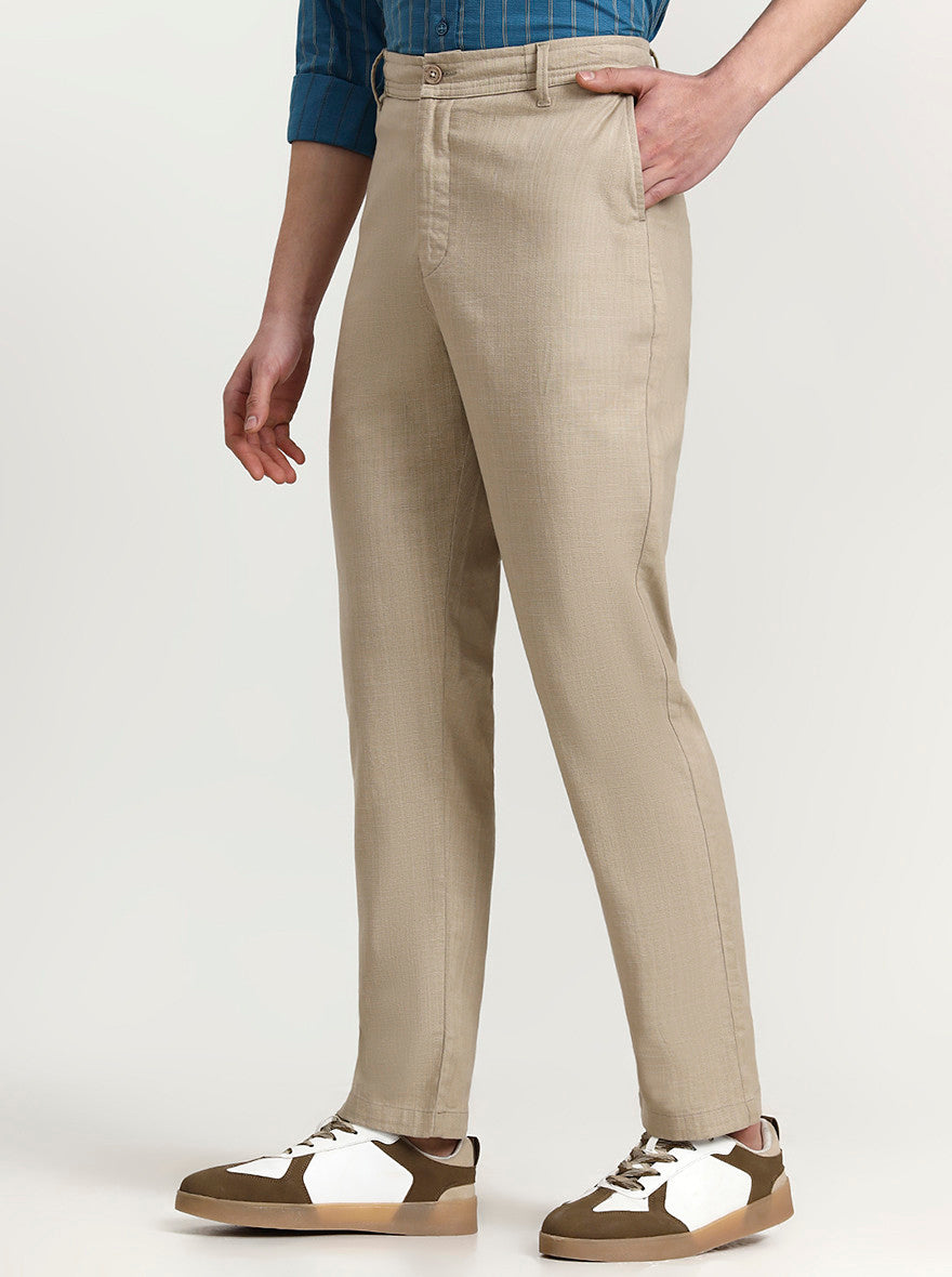 Beige Solid Regular Fit Track Pant | JadeBlue