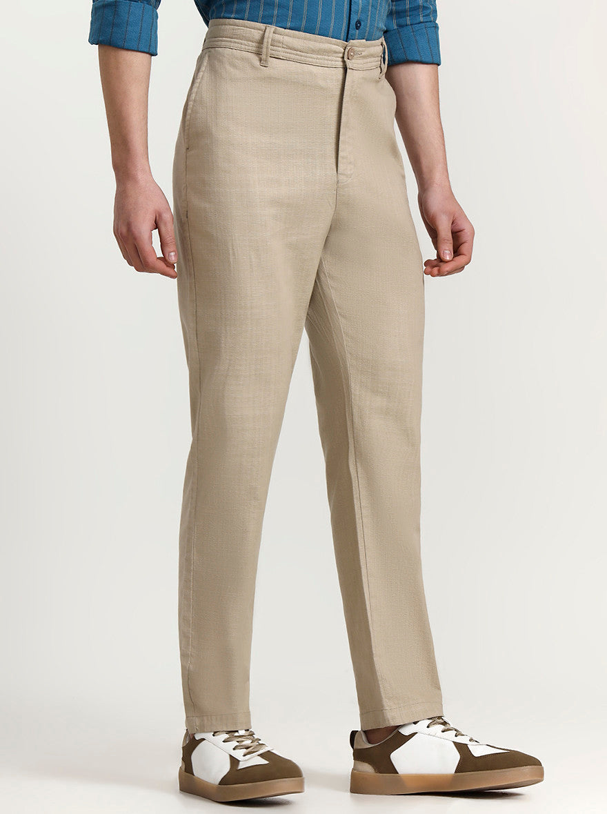 Beige Solid Regular Fit Track Pant | JadeBlue