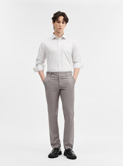 Grey Checked Slim Fit Formal Shirt | JadeBlue Super Luxe