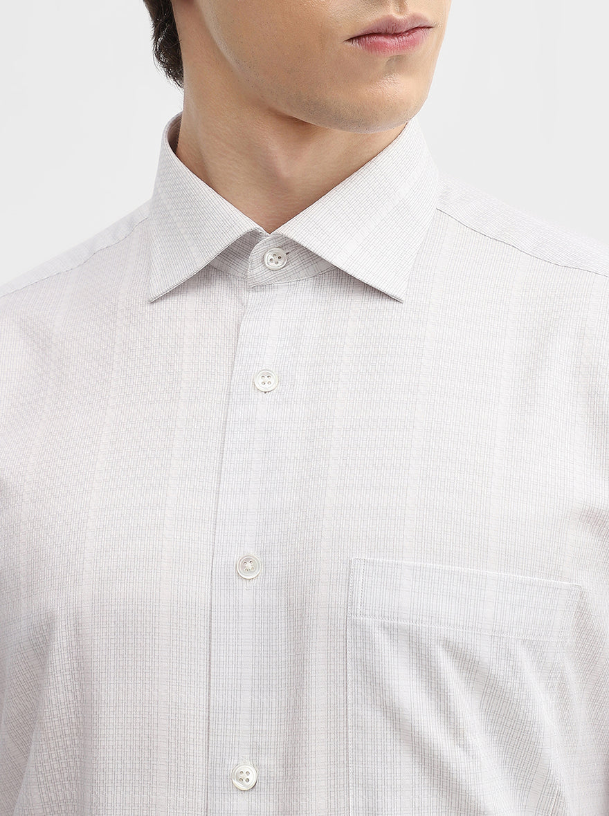 Grey Checked Slim Fit Formal Shirt | JadeBlue Super Luxe