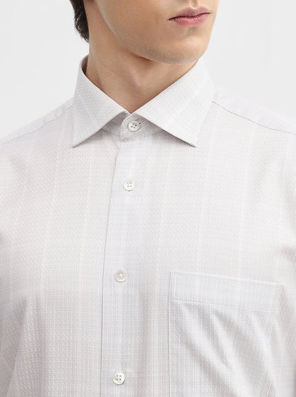 Grey Checked Slim Fit Formal Shirt | JadeBlue Super Luxe