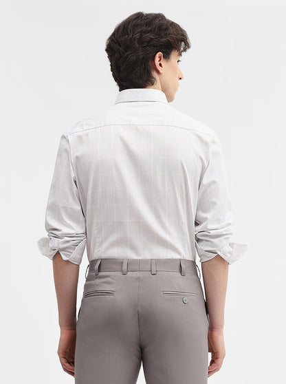 Grey Checked Slim Fit Formal Shirt | JadeBlue Super Luxe