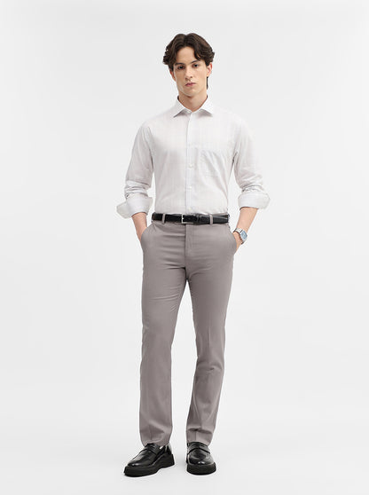 Grey Checked Slim Fit Formal Shirt | JadeBlue Super Luxe