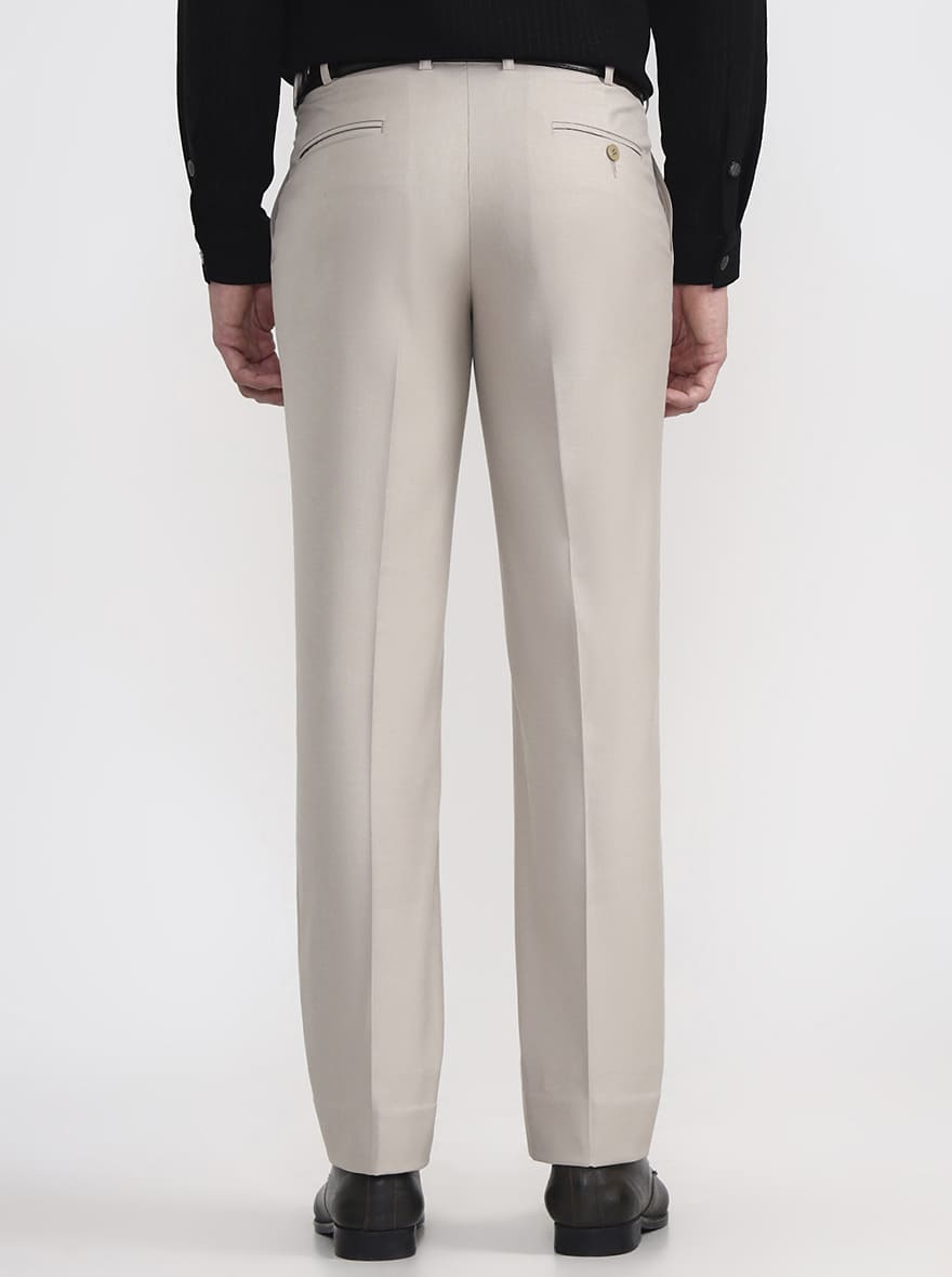 Fawn Solid Regular Fit Formal Trouser | JadeBlue