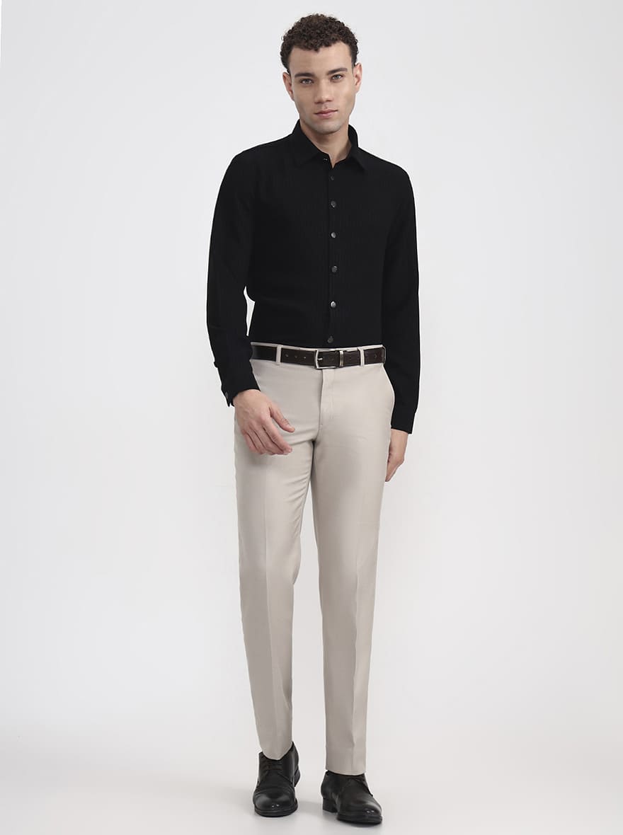 Fawn Solid Regular Fit Formal Trouser | JadeBlue