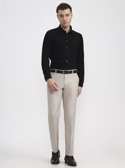 Fawn Solid Regular Fit Formal Trouser | JadeBlue