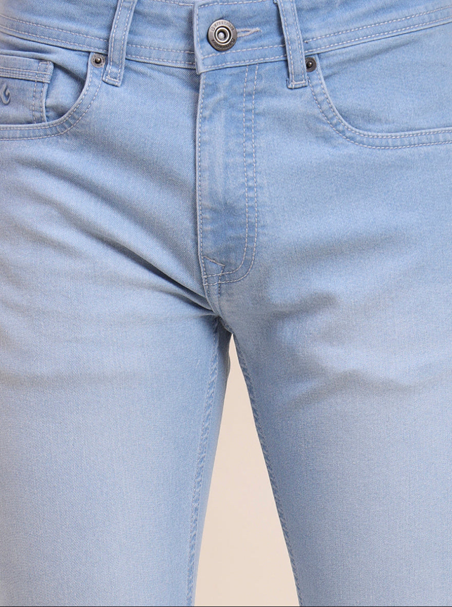 Light Blue Washed Narrow Fit Jeans | Greenfibre