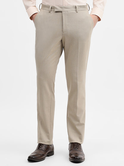 Khaki Solid Super Slim Fit Formal Trouser | JadeBlue Youth