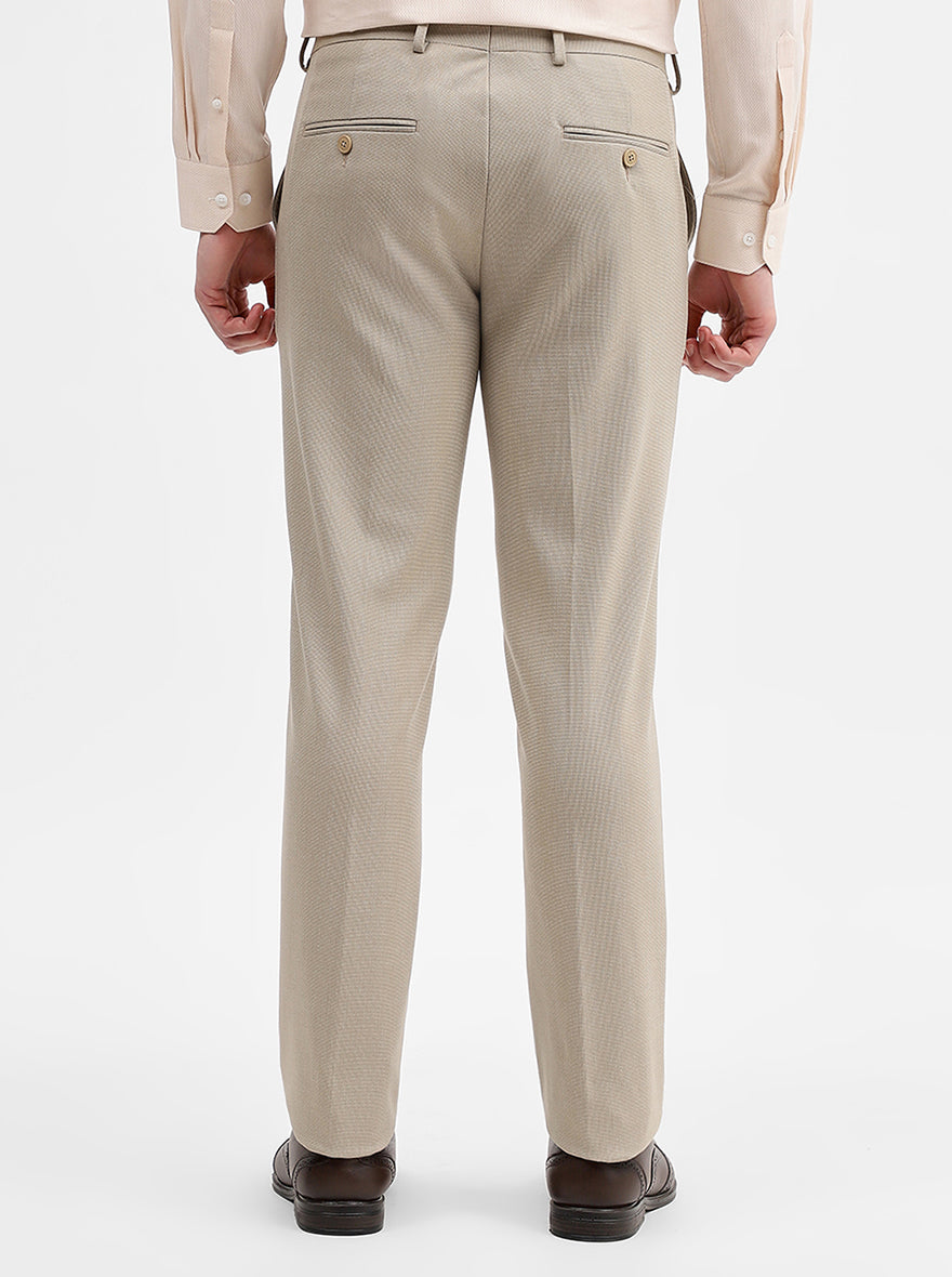 Khaki Solid Super Slim Fit Formal Trouser | JadeBlue Youth