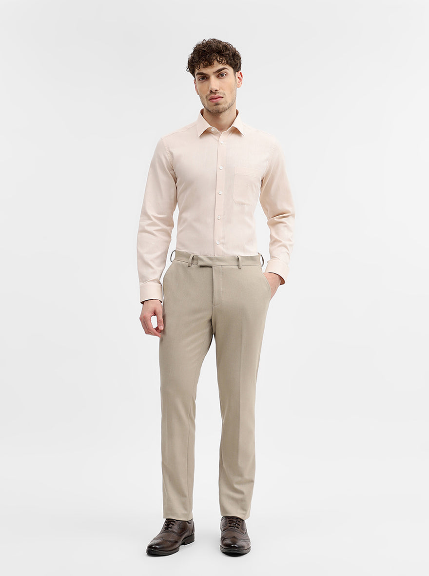 Khaki Solid Super Slim Fit Formal Trouser | JadeBlue Youth