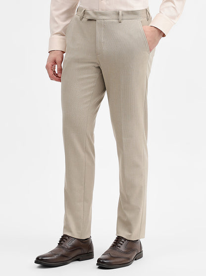 Khaki Solid Super Slim Fit Formal Trouser | JadeBlue Youth