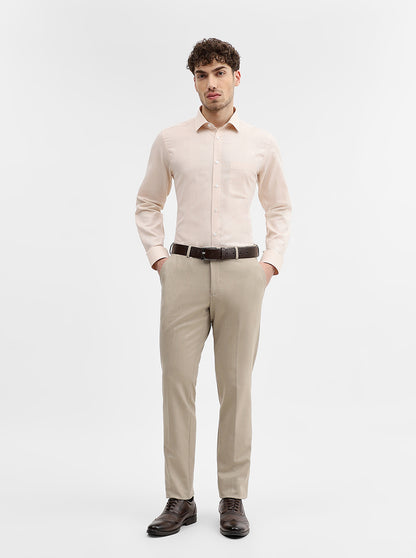 Khaki Solid Super Slim Fit Formal Trouser | JadeBlue Youth