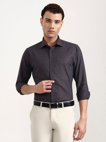 Wine Printed Slim Fit Party Wear Shirt | Wyre