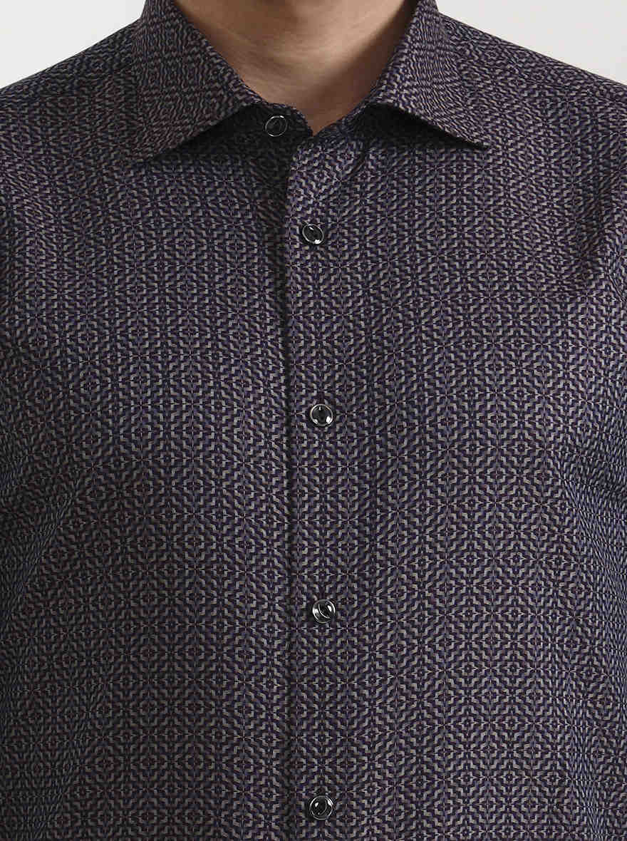 Wine Printed Slim Fit Party Wear Shirt | Wyre
