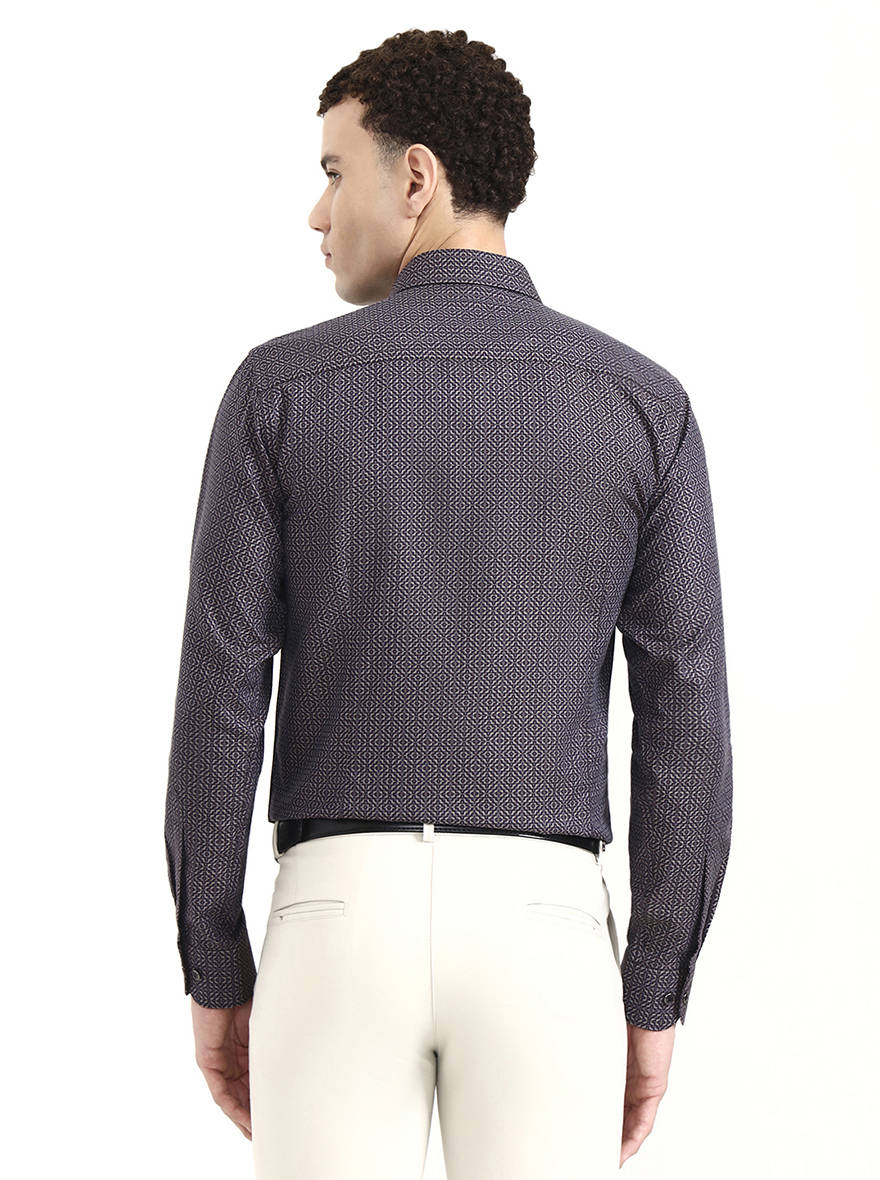 Wine Printed Slim Fit Party Wear Shirt | Wyre