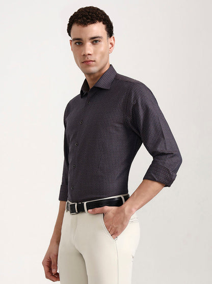 Wine Printed Slim Fit Party Wear Shirt | Wyre