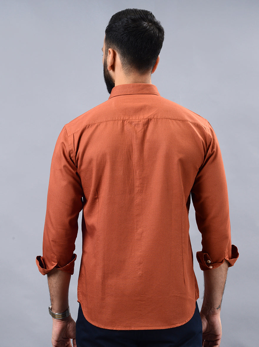 Rust Solid Smart Fit Semi Casual Shirt | Greenfibre