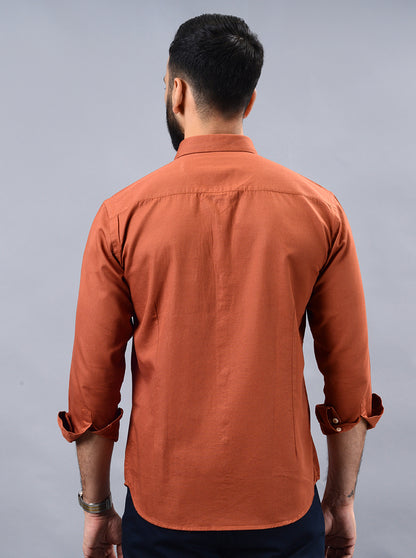 Rust Solid Smart Fit Semi Casual Shirt | Greenfibre
