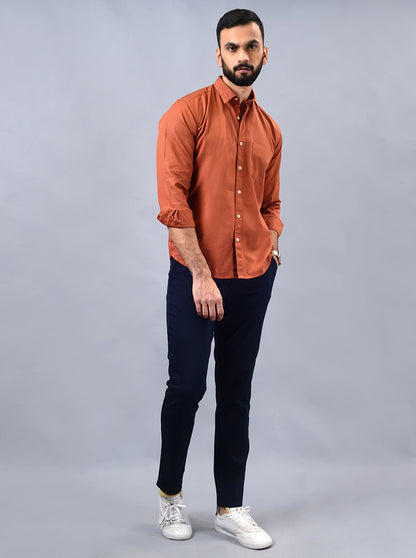 Rust Solid Smart Fit Semi Casual Shirt | Greenfibre