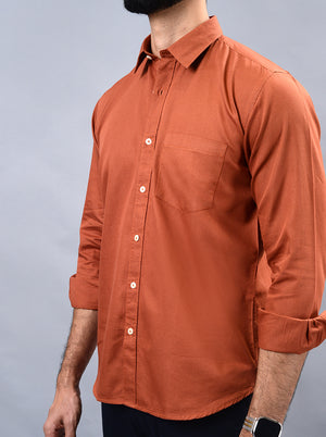 Rust Solid Smart Fit Semi Casual Shirt | Greenfibre