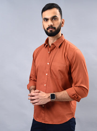 Rust Solid Smart Fit Semi Casual Shirt | Greenfibre