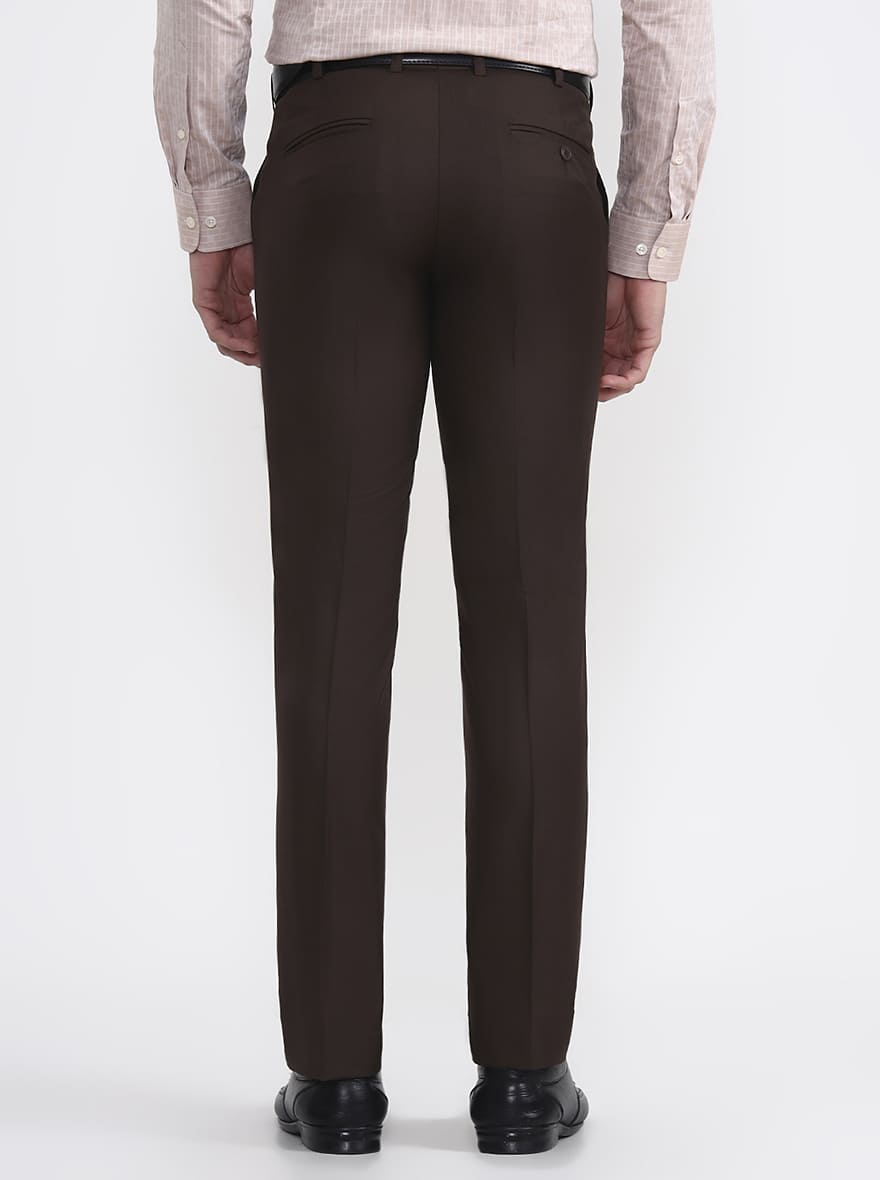Brown Solid Slim Fit Formal Trouser | JadeBlue Super Luxe
