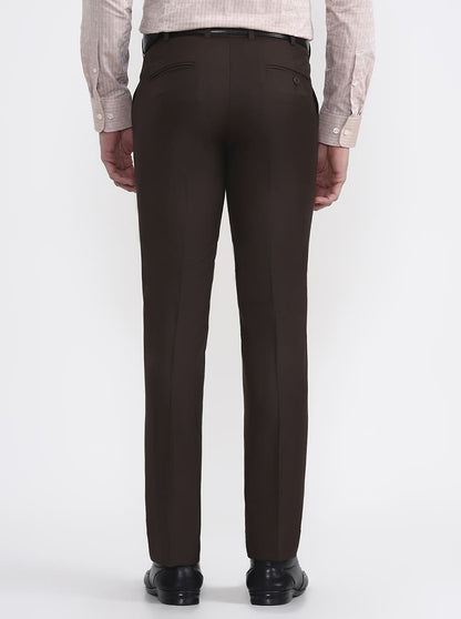 Brown Solid Slim Fit Formal Trouser | JadeBlue Super Luxe