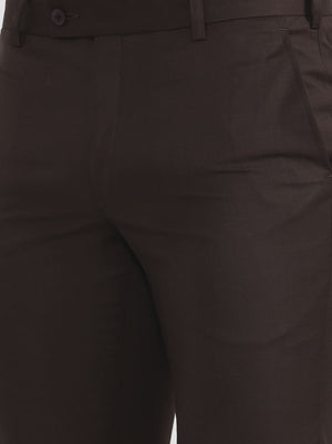 Brown Solid Slim Fit Formal Trouser | JadeBlue Super Luxe