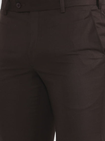 Brown Solid Slim Fit Formal Trouser | JadeBlue Super Luxe