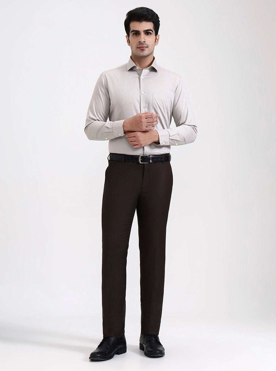 Fawn Solid Regular Fit Formal Shirt | Metal