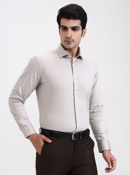Fawn Solid Regular Fit Formal Shirt | Metal