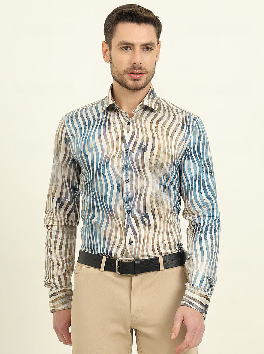 Multicolor Printed Slim Fit Party Wear Shirt | Wyre