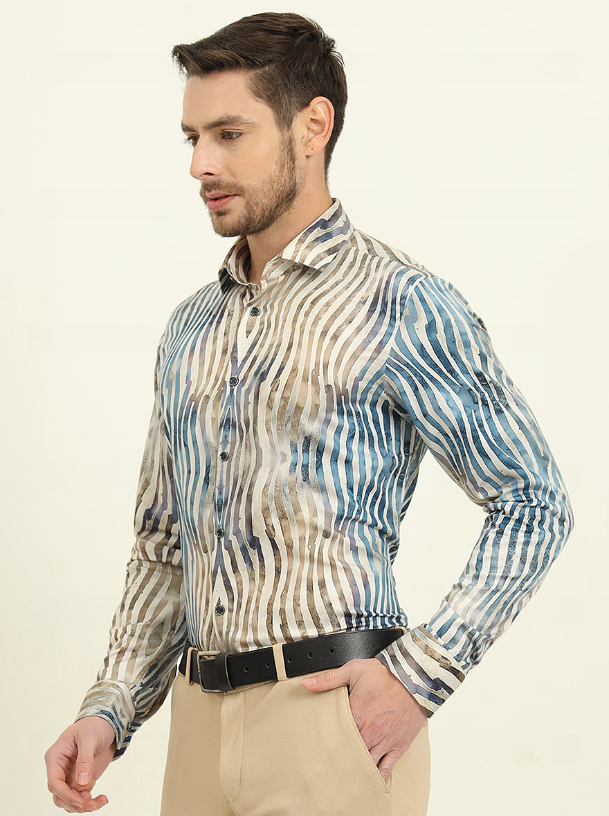 Multicolor Printed Slim Fit Party Wear Shirt | Wyre
