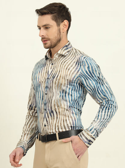 Multicolor Printed Slim Fit Party Wear Shirt | Wyre