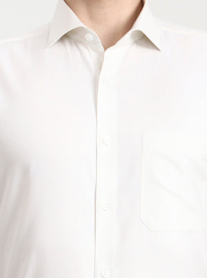 Cream Solid Slim Fit Formal Shirt | Metal