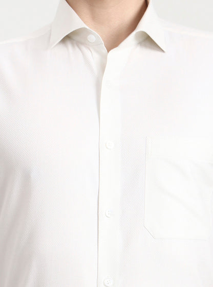 Cream Solid Slim Fit Formal Shirt | Metal