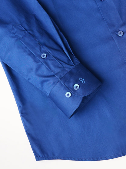 Blue Solid Slim Fit Formal Shirt | Metal