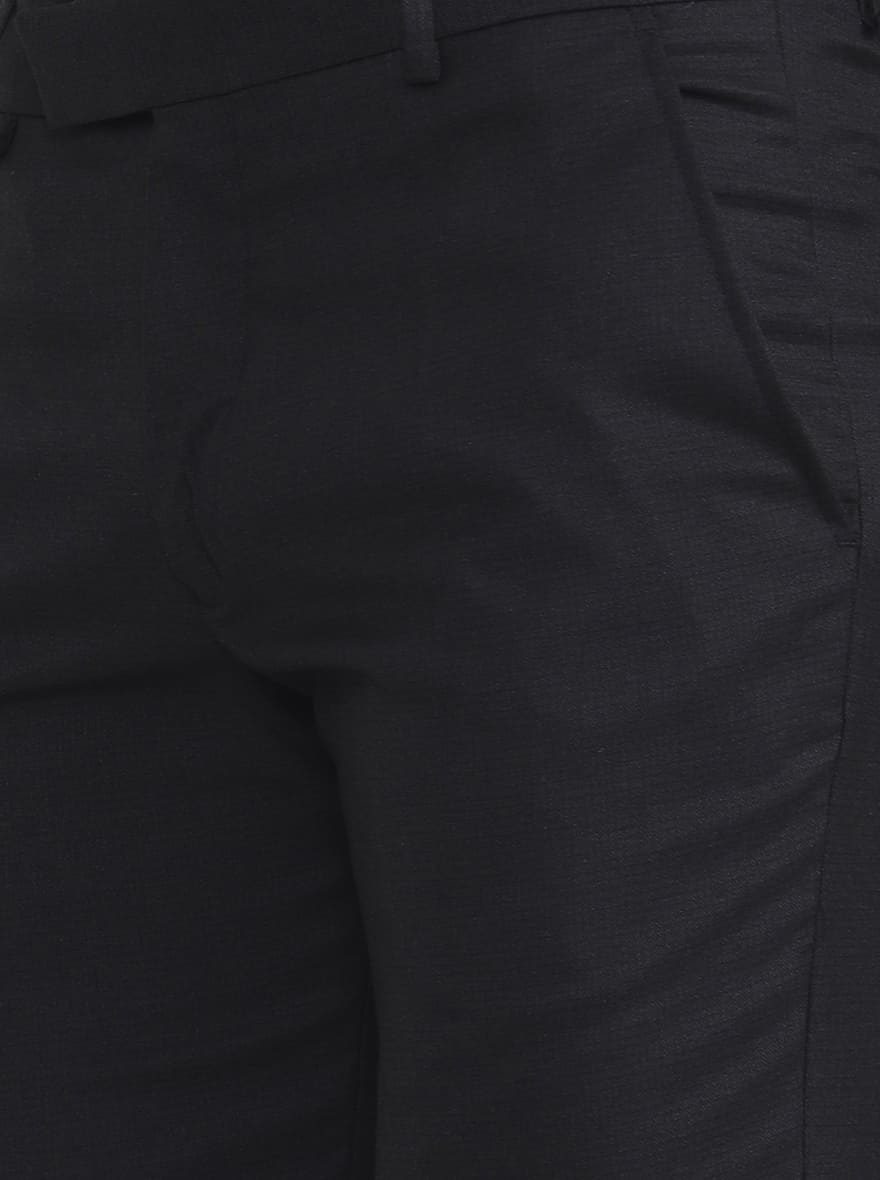 Black Solid Super Slim Fit Formal Trouser | Greenfibre
