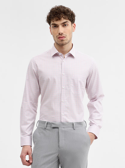 Pink Checked Regular Fit Formal Shirt | JadeBlue