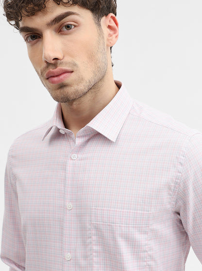 Pink Checked Regular Fit Formal Shirt | JadeBlue