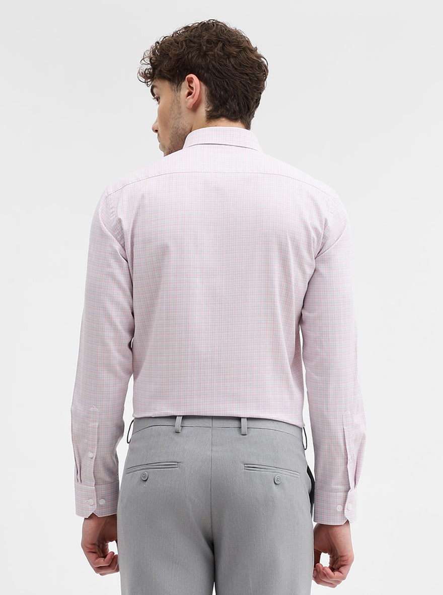 Pink Checked Regular Fit Formal Shirt | JadeBlue