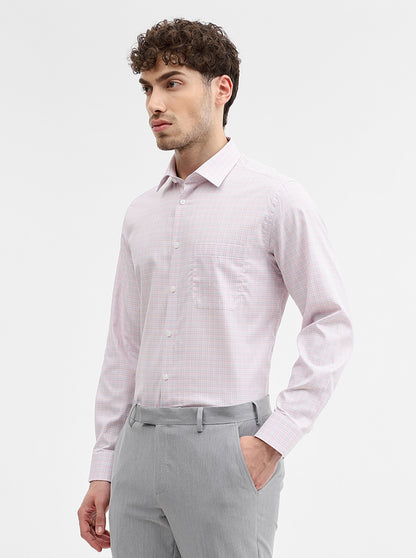 Pink Checked Regular Fit Formal Shirt | JadeBlue