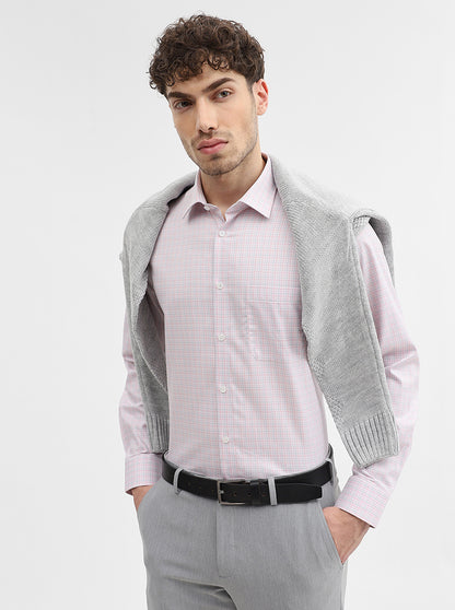 Pink Checked Regular Fit Formal Shirt | JadeBlue