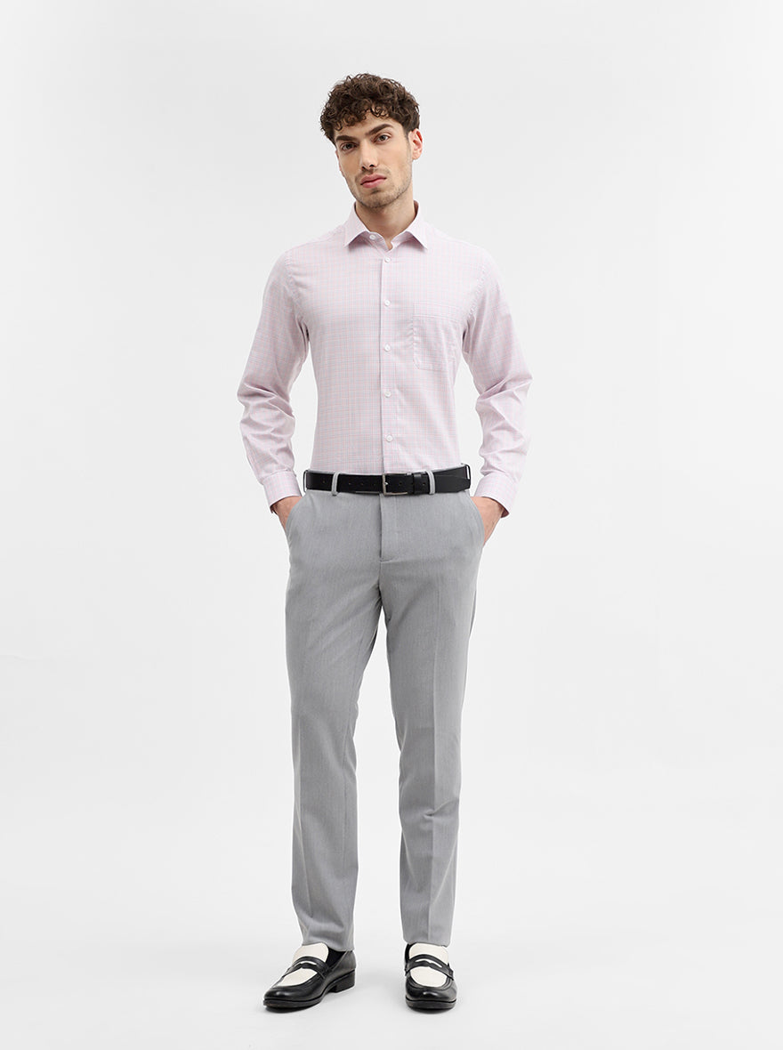 Pink Checked Regular Fit Formal Shirt | JadeBlue