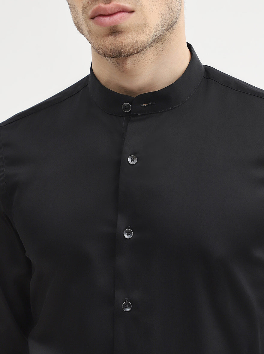 Black Solid Slim Fit Party Wear Shirt | Wyre