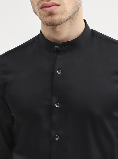 Black Solid Slim Fit Party Wear Shirt | Wyre