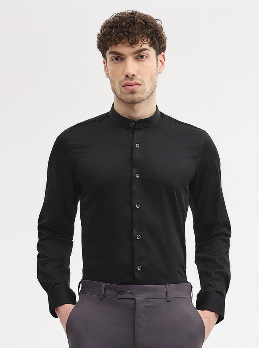 Black Solid Slim Fit Party Wear Shirt | Wyre
