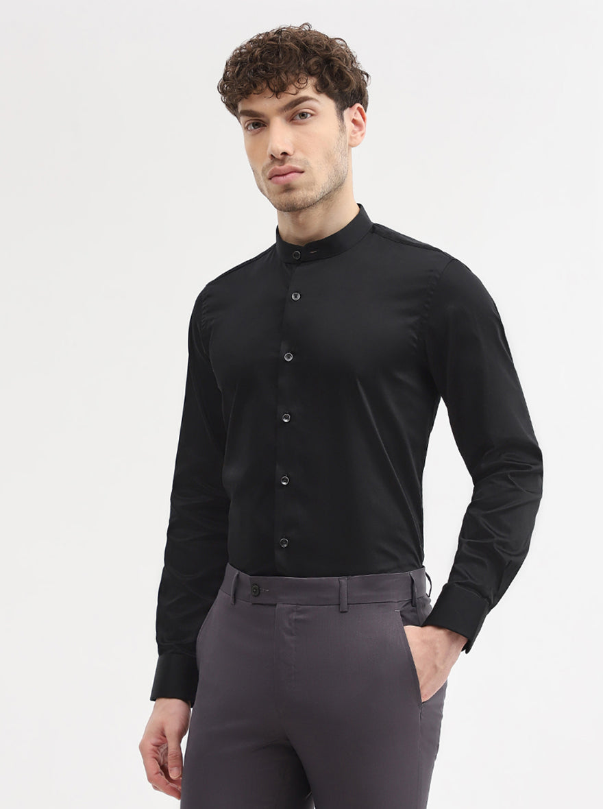 Black Solid Slim Fit Party Wear Shirt | Wyre
