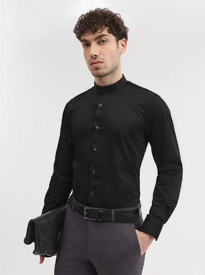 Black Solid Slim Fit Party Wear Shirt | Wyre
